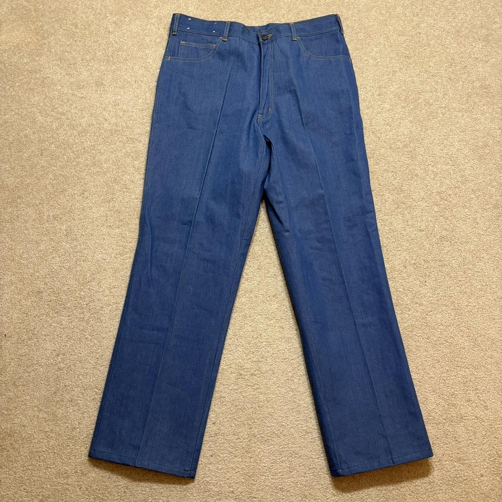 Vtg 1970s Raw Denim Blue Jeans Mens Fit‎ 34x31 Blue Straight Leg Pants